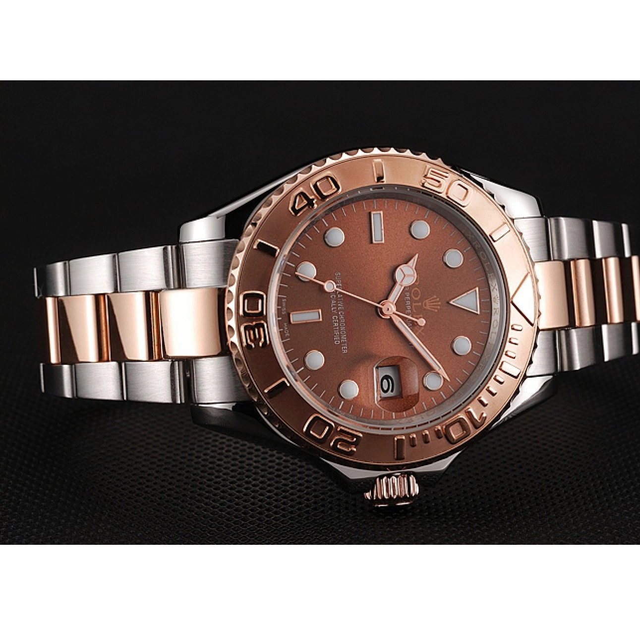 MiroTime 0712 Rolex Yacht Master Rose Gold Dial Two Tone Stainless Steel Bracelet 1453864